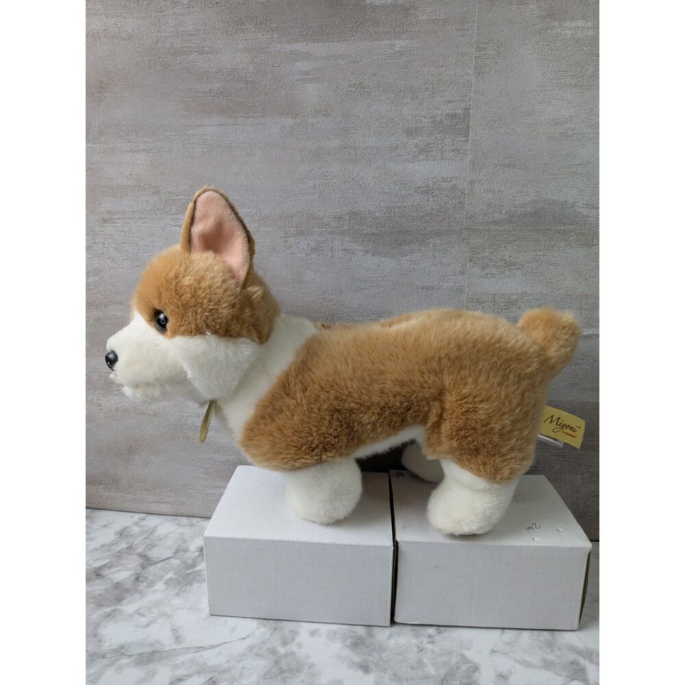 Aurora Miyoni Corgi Plush Stuffed Animal Realistic Dog Toy Brown White 10" Soft